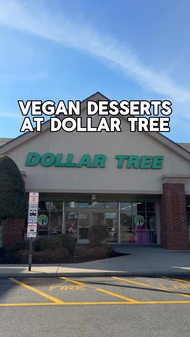Instagram post by @maggieeatsvegan for Dollar Tree. Caption reads: Vegan desserts at @dollartree 🛒🌱 #figpartner....