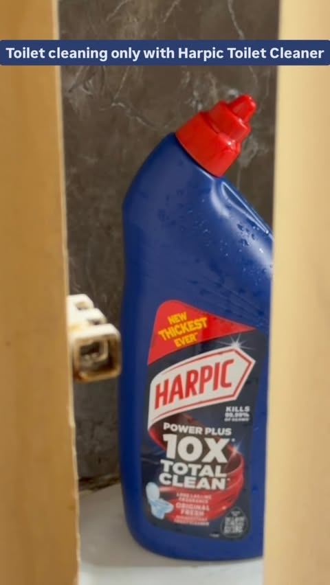 Instagram post by @its_sathya_vani for Harpic. Caption reads: [...] items for toilet cleaning? One bottle of....