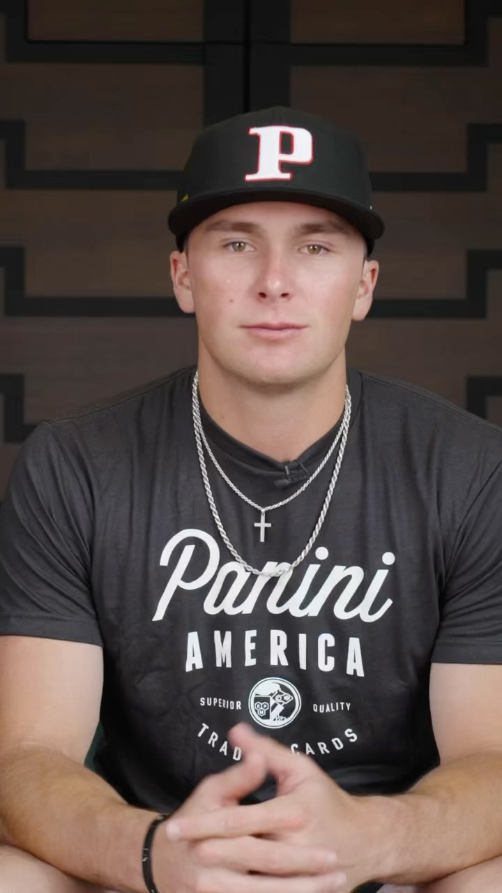 Instagram post by @dylan.dreiling for Panini America. Caption reads: Excited to partner with @paniniamerica at the CWS!.