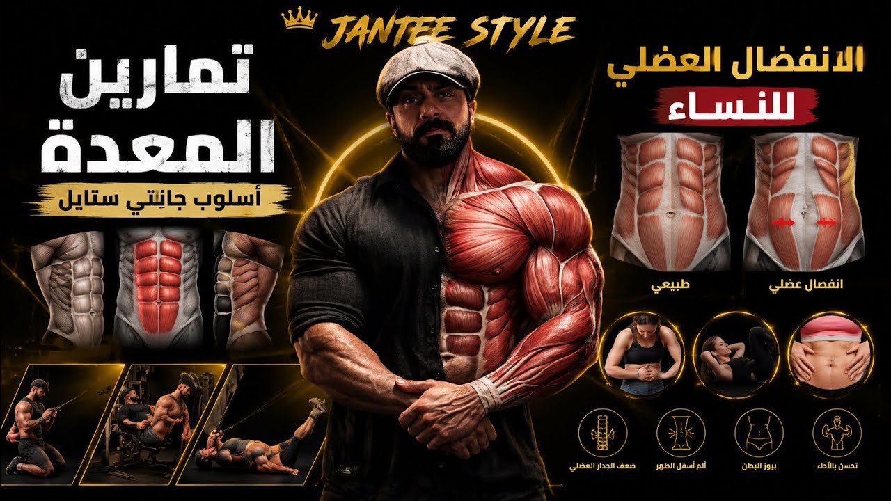 YouTube post by @BigJantee for Motion Array. Caption reads: Abdominal Muscles: How to Deal with Them.