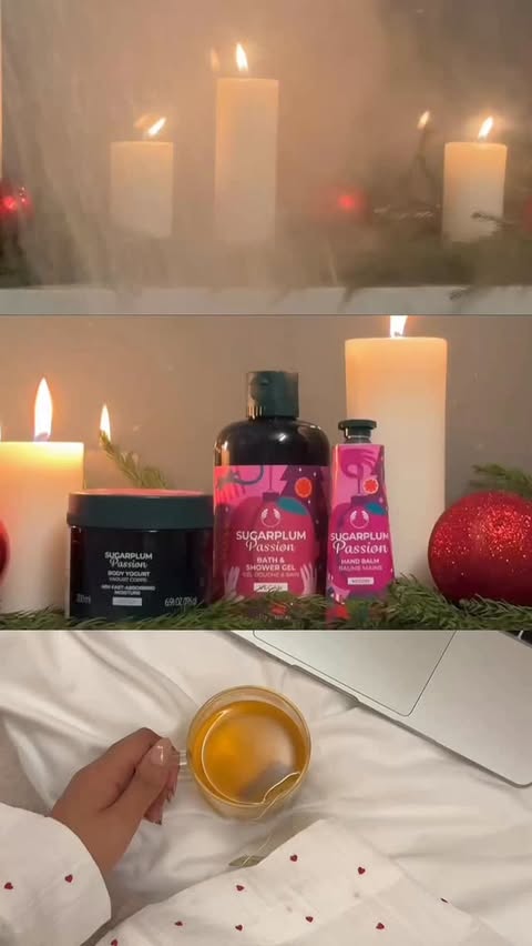 Instagram post by @shashasharma_ for The Body Shop. Caption reads: a cozy winter wind-down ritual with....