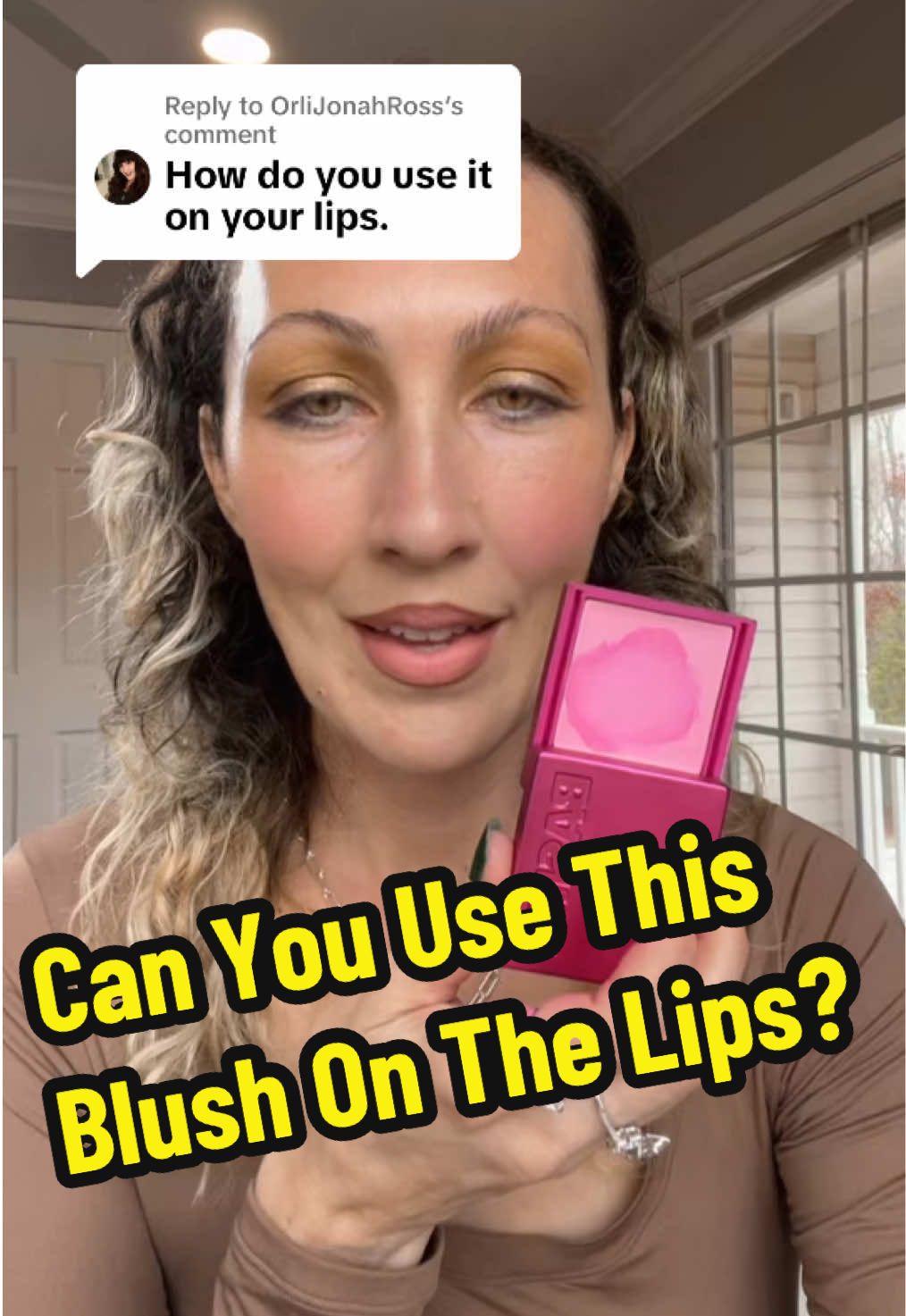 TikTok post by @theiconicgourmand for BASMA Beauty. Caption reads: [...] the bubblegum pink blush from @BASMA Beauty....