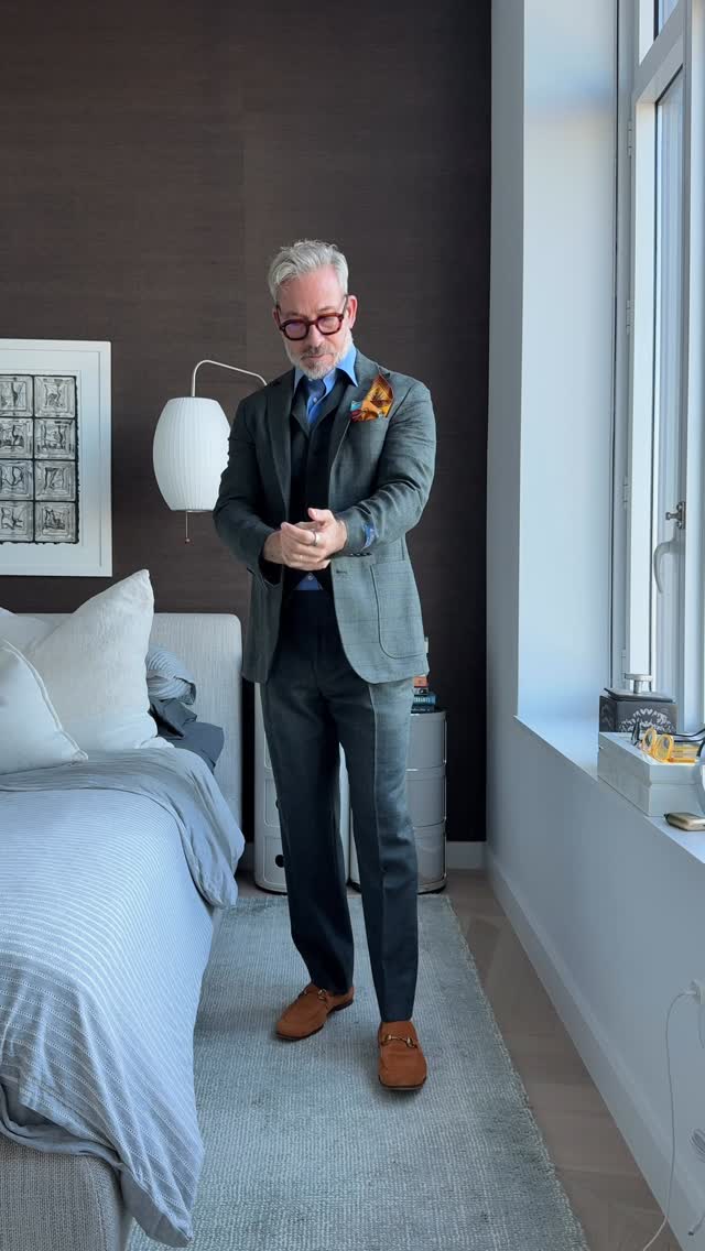 Instagram post by @thegarrettswann for Brooks Brothers. Caption reads: Falling into Suit. @brooksbrothers.