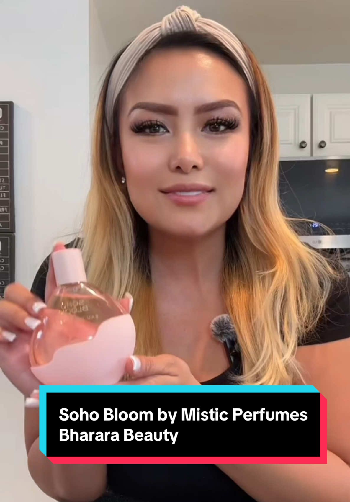 TikTok post by @designergenes_ for Bharara Beauty. Caption reads: Soho Bloom by @Mistic Perfumes @Bharara Beauty....