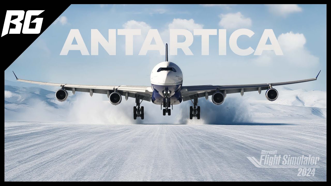 YouTube post by @BluGames for Next Level Racing. Caption reads: Flying to the MOST REMOTE Runway on Earth!.