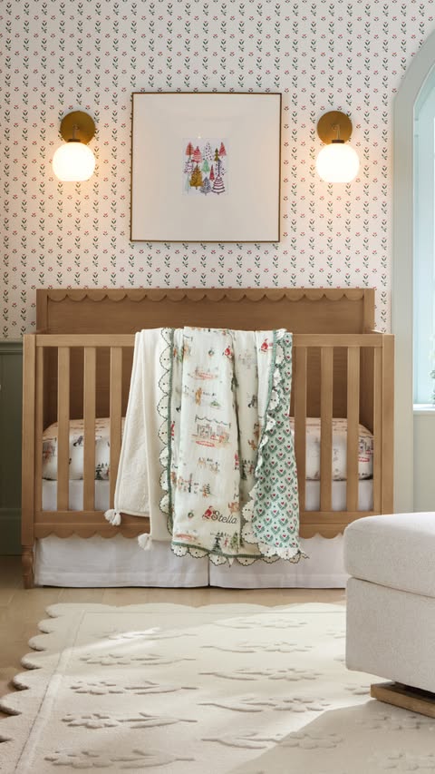 Instagram post by @rileysheehey for Pottery Barn Kids. Caption reads: This @rileysheehey nursery is on every wishlist....