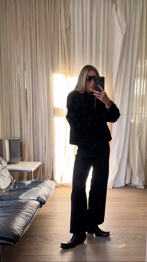 Instagram post by @celineaagaard_ for Acne Studios. Caption reads: Ad Let the sunshine in- back in black at the....