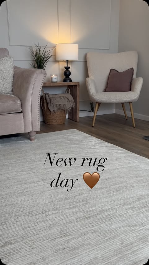 Instagram post by @shirelle.at.home for The Rugs. Caption reads: New rug day 🤎 The Carmel collection is back in....