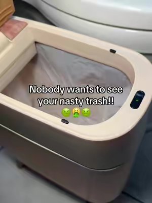TikTok post by @balancingblessings247 for Pukomc. Caption reads: [...] my new aesthetically smart trash can by....