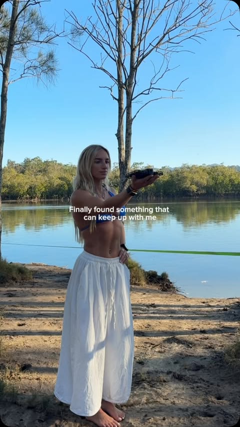 Instagram post by @stephstorm_fit for HOVERAir. Caption reads: [...] toy I can bring on adventures👀 #hoverair....