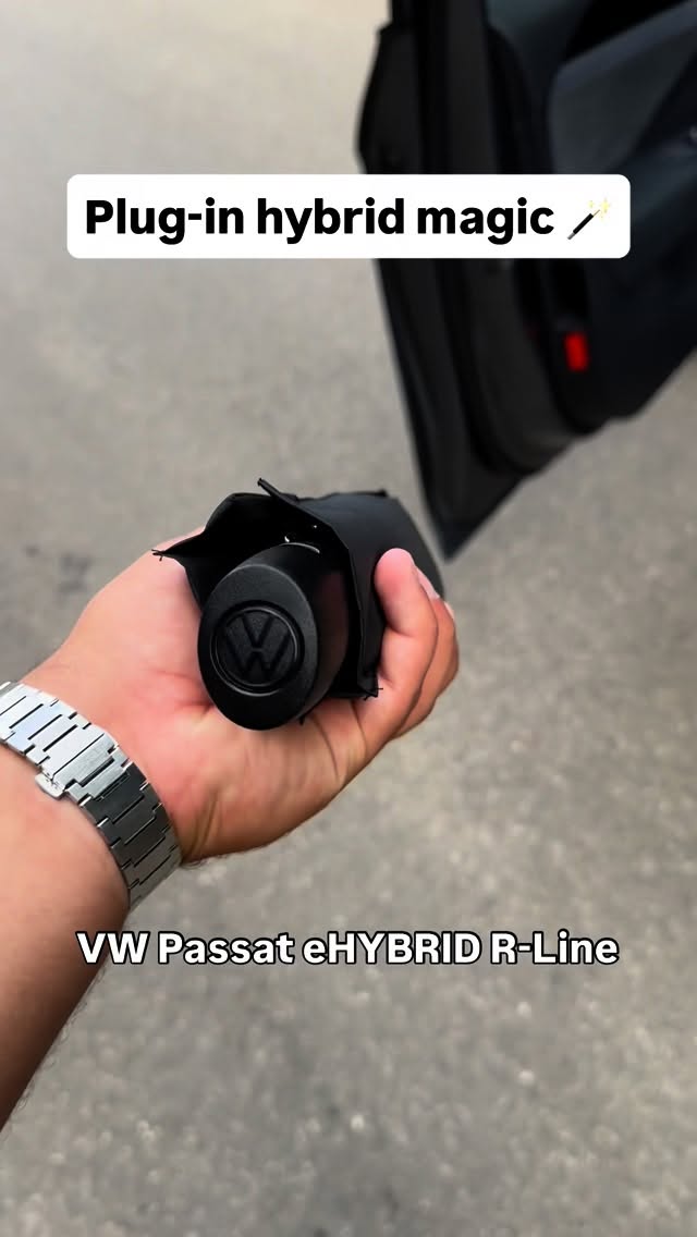 Instagram post by @bratudor for Volkswagen. Caption reads: 272 CP, VW plug-in hybrid magic 🪄 Passat R-Line....