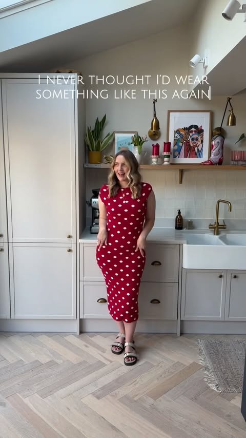 Instagram post by @leannedopaminedressing for Rouje. Caption reads: [...] for you. Sandals: @merrypeople Dress: @rouje....