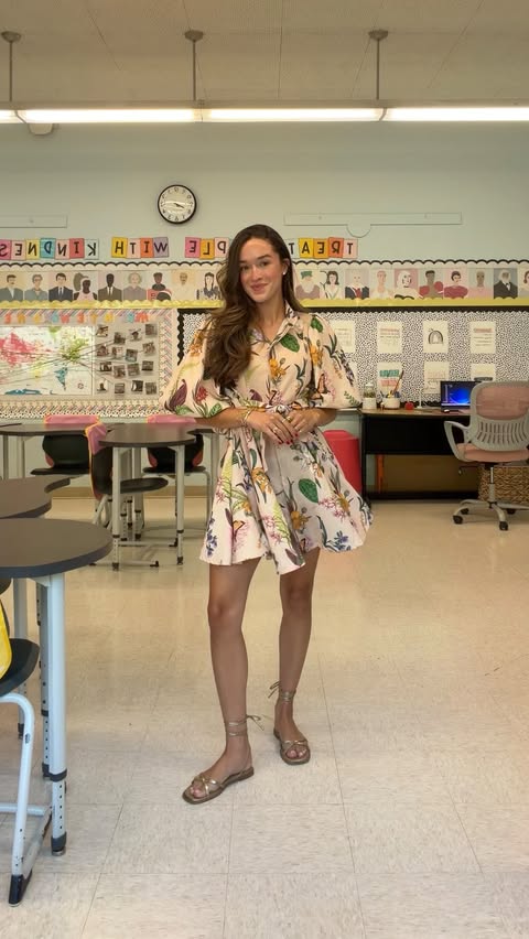 Instagram post by @misspugz for Rent the Runway. Caption reads: the back to school night #teacherootd of my DREAMS....