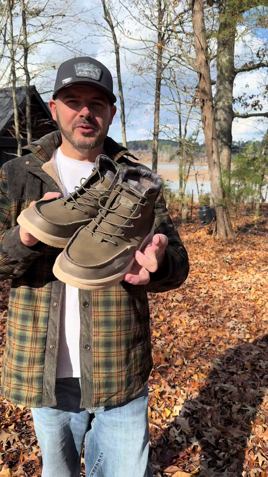 TikTok post by @fishinwithfrank83 for HEYDUDE shoes. Caption reads: My favorite all around boots are the @HeyDude....