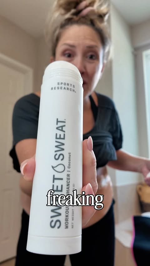 Instagram post by @kristen.m.caldwell for Sweet Sweat. Caption reads: Sweating smarter with the Sweet Sweat Bundle -....