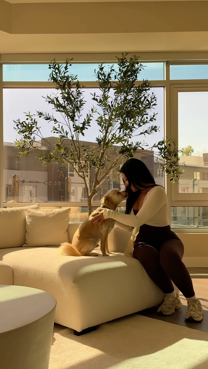 Instagram post by @lilityousefiann for Primal Pet Foods. Caption reads: Peanuts morning routine with @primalpetfoods 🤍🐶....