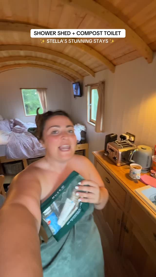 Instagram post by @stellasoloadventures for NUXE. Caption reads: Showering in a shed!!! 

Loving the @nuxe_uk....