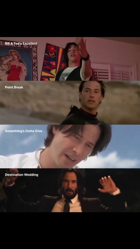 Instagram post by @keanureevesfanpage2020 for Tubi. Caption reads: ‼️💪🤩 Yeahhhh.. Be More Keanu.. ‼️🙌❤️ Every day....