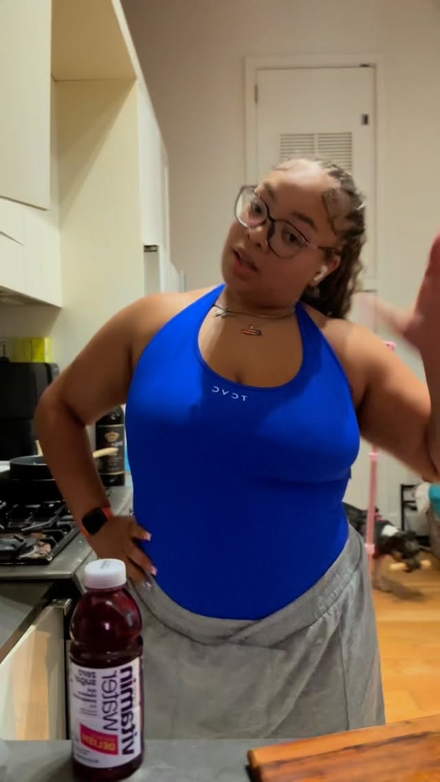 Instagram post by @maiyathedonn for vitaminwater. Caption reads: We making dinner, and pollo guisado is on the....