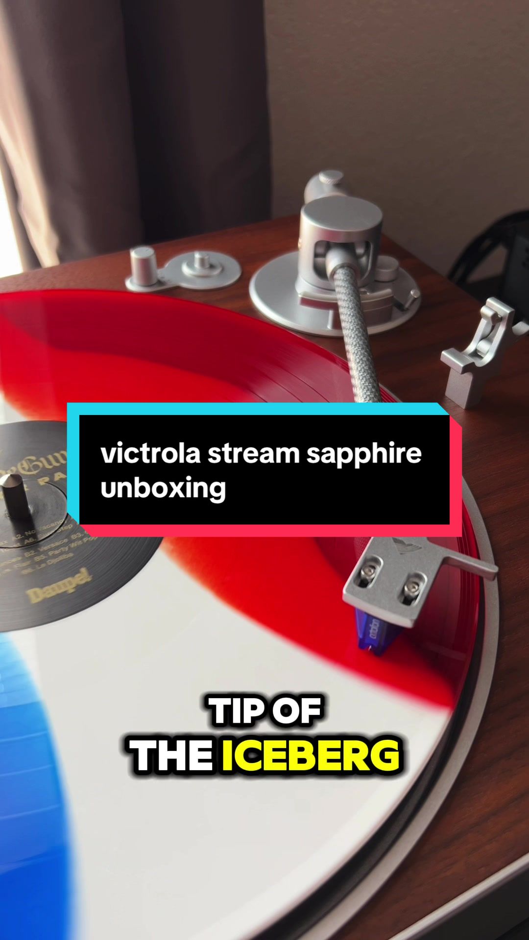 TikTok post by @plastic.disc for Victrola. Caption reads: [...] daddy's record player, this is the @Victrola....