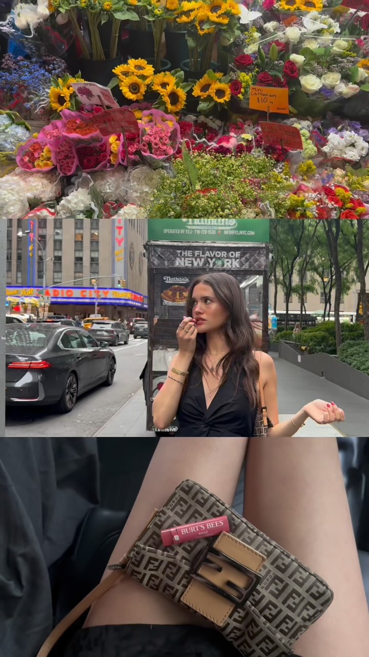Instagram post by @juliamervis for Burts Bees. Caption reads: #ad a week in NYC with @burtsbees tinted lip balm....