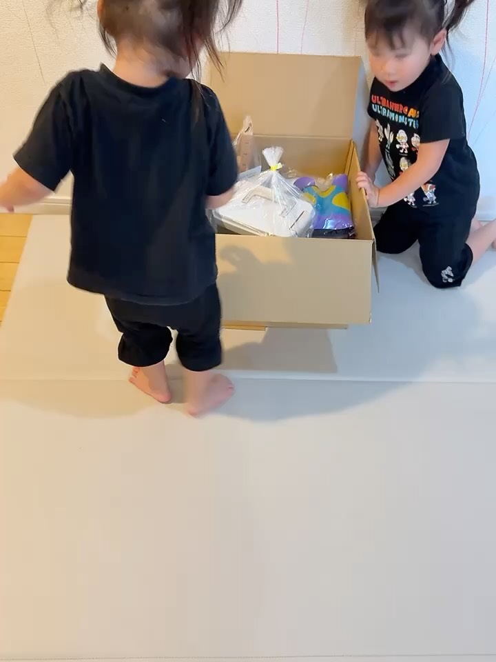 Instagram post by @sakurako_kaoruko_twins for Kids Laboratory. Caption reads: @kids.laboratory....