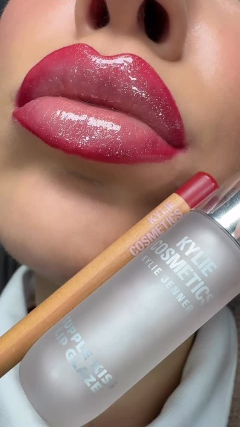 Instagram post by @maaevka for Kylie Cosmetics. Caption reads: your PERFECT NYE lip combo 💋🪩 @kyliecosmetics....