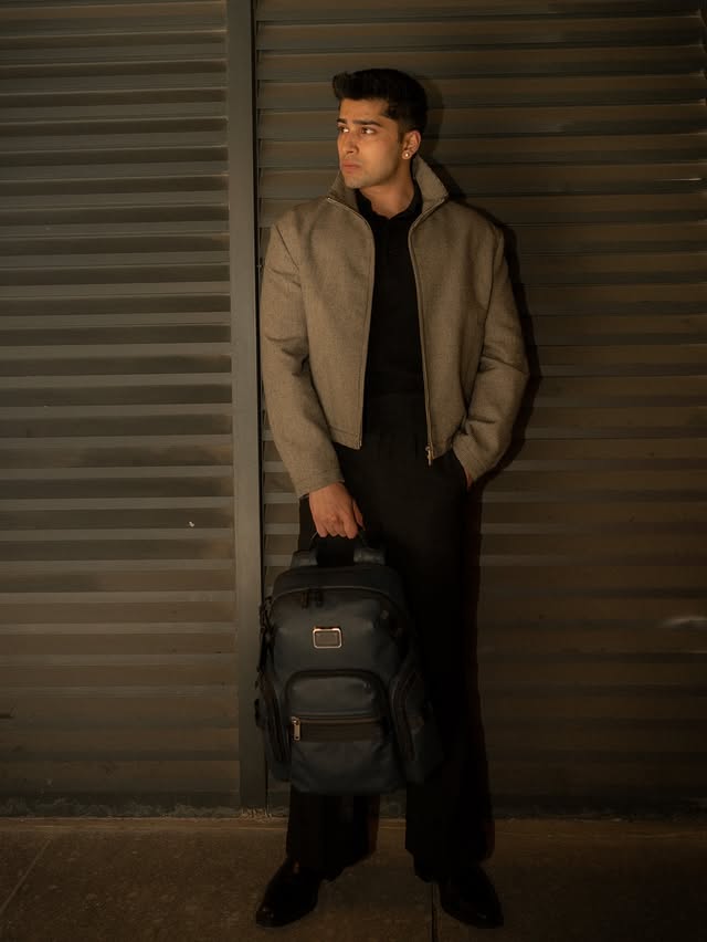 Instagram post by @kavya_mahajann for AJIO. Caption reads: Built to go further. Styled to stay timeless,....