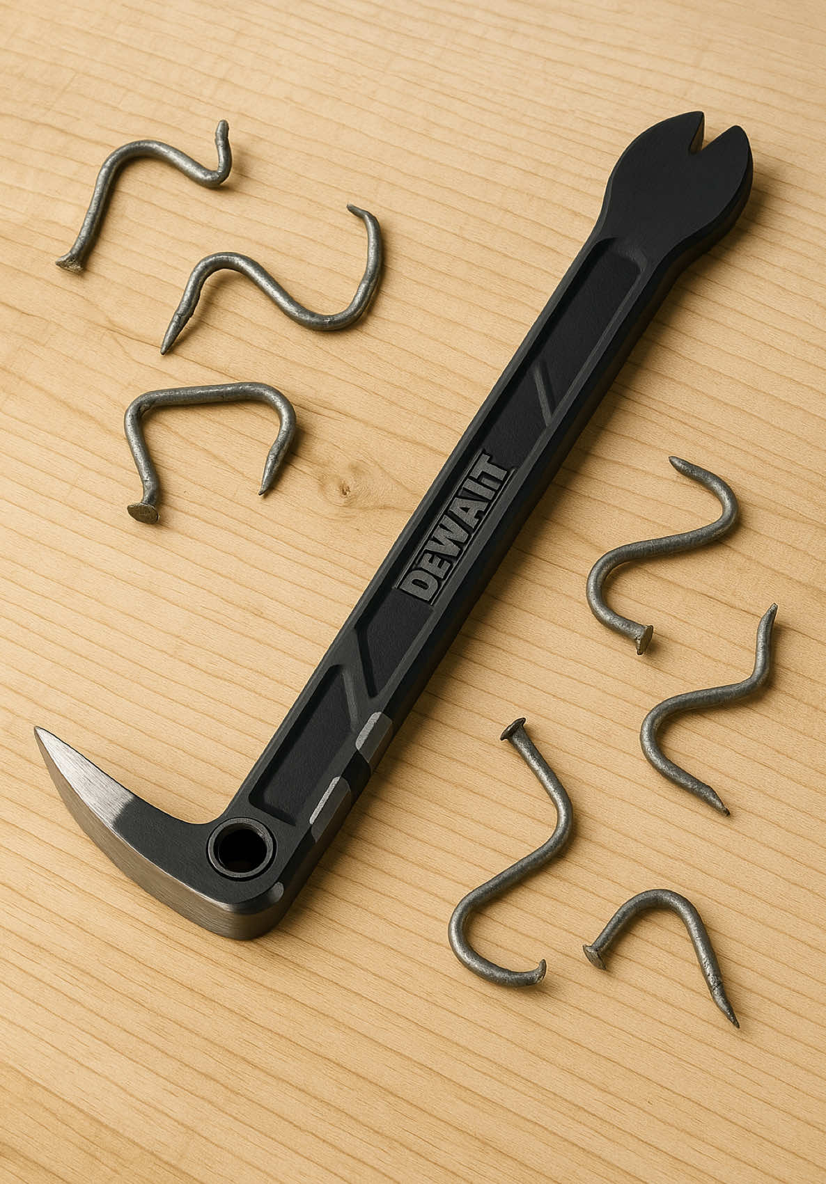 TikTok post by @carpinterodeldesierto for DEWALT. Caption reads: Barra sacaclavos @DEWALT LATAM .