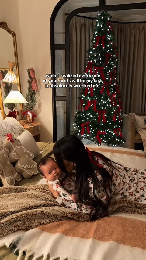 Instagram post by @joyfullygreen for Pottery Barn Kids. Caption reads: Merry Christmas Eve 🥹 holding those last, first....