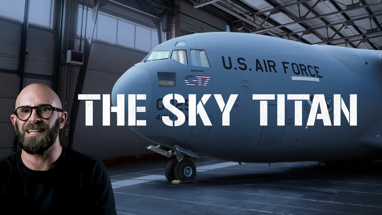YouTube post by @megaprojects9649 for Squarespace. Caption reads: Boeing C-17 Globemaster III: the World's Most....