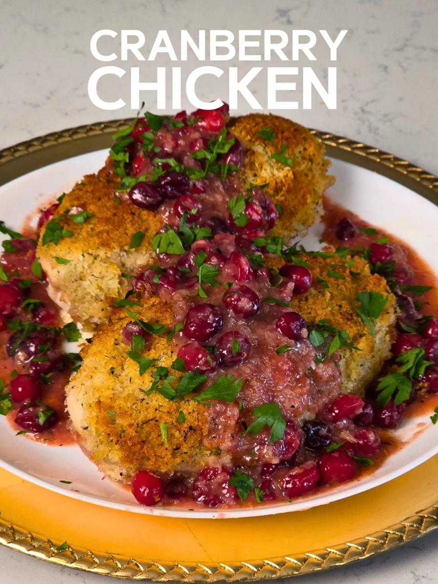 TikTok post by @luke_magro_ for Ninja Kitchen. Caption reads: Cranberry Chicken (Save for later❤️) Cranberry....