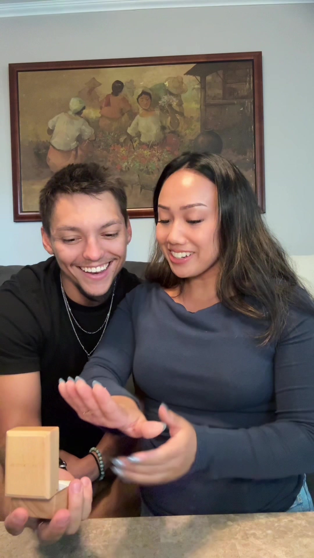 TikTok post by @noelleagcaoili for Brilliant Earth. Caption reads: Next time I have these rings on, I’ll officially....