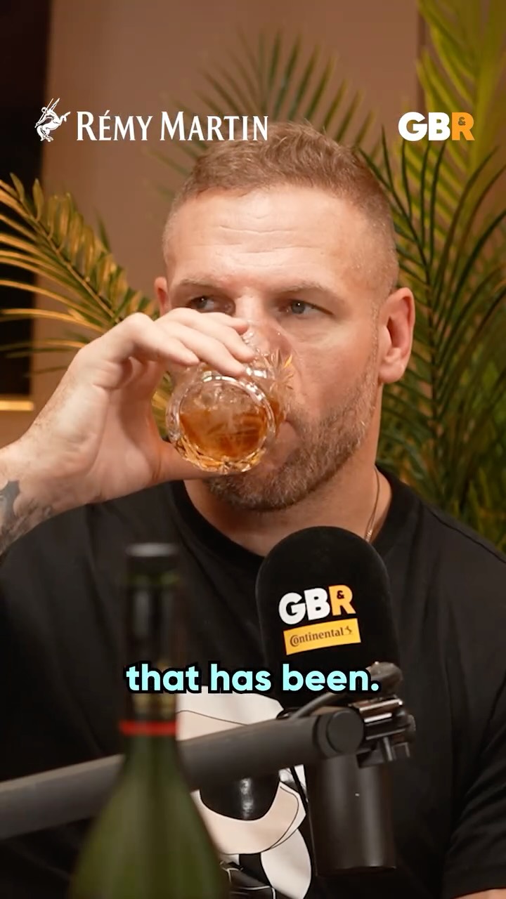 Instagram post by @mike_tindall12 for The Good, The Bad & The Rugby. Caption reads: Bleached blonde Pollock 🤝 Rémy Martin VSOP....