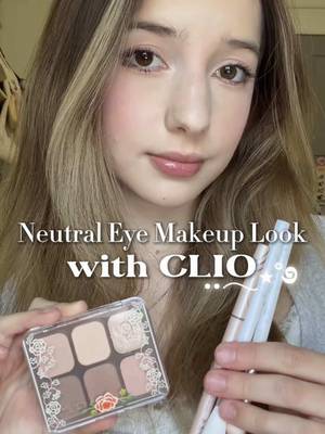 TikTok post by @fawnelliee for CLIO US. Caption reads: Neutral Fall Eye Makeup look~ 🍂🍁 Using @Clio....