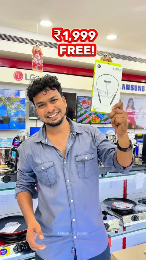 Instagram post by @house_of_pondy for Sathya Retail. Caption reads: No more problem with your GF😃 Easy EMI festival....