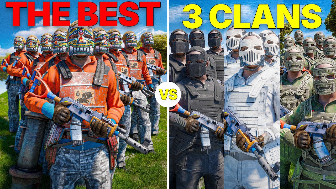 YouTube post by @OilTeamGG for WALLHACK. Caption reads: Can the BEST CLAN in Rust Defeat 3 CLANS?.