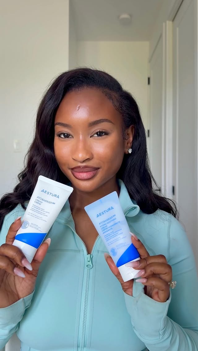 Instagram post by @aichadrame for Aestura. Caption reads: [...] additions to my skincare routine from....