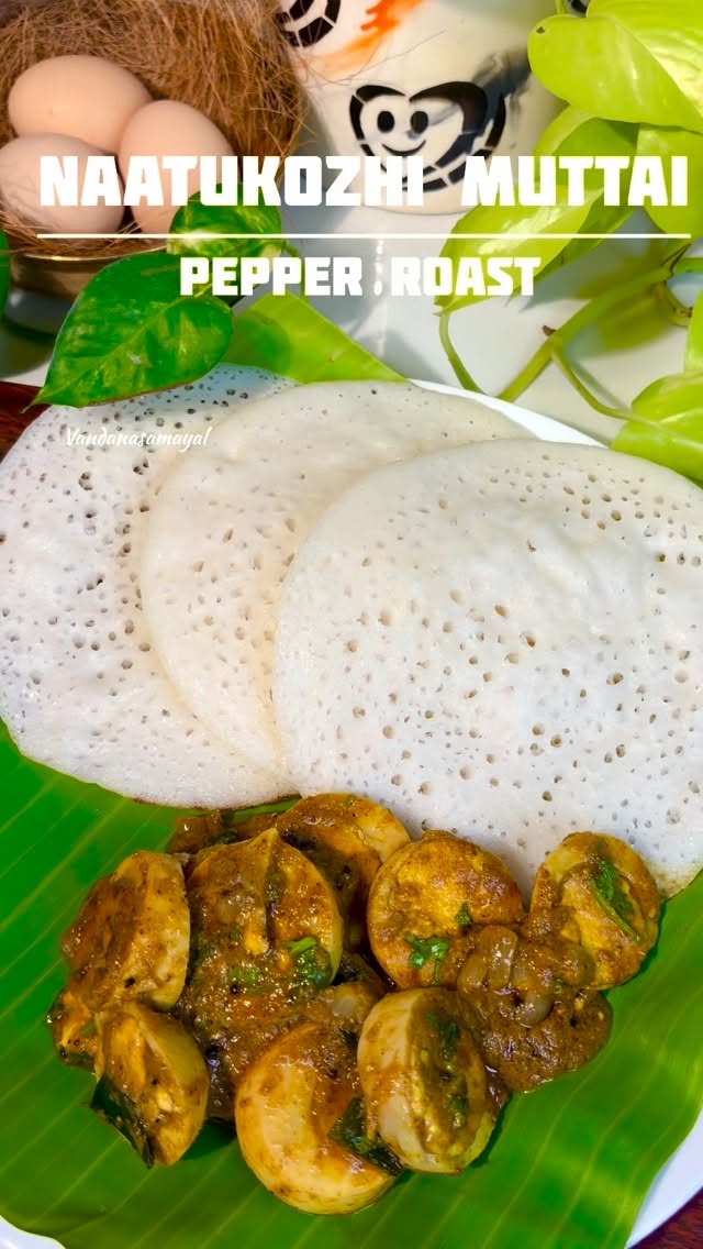 Instagram post by @vandanasamayal for Akshayakalpa Organic. Caption reads: Naatukozhi Muttai pepper....