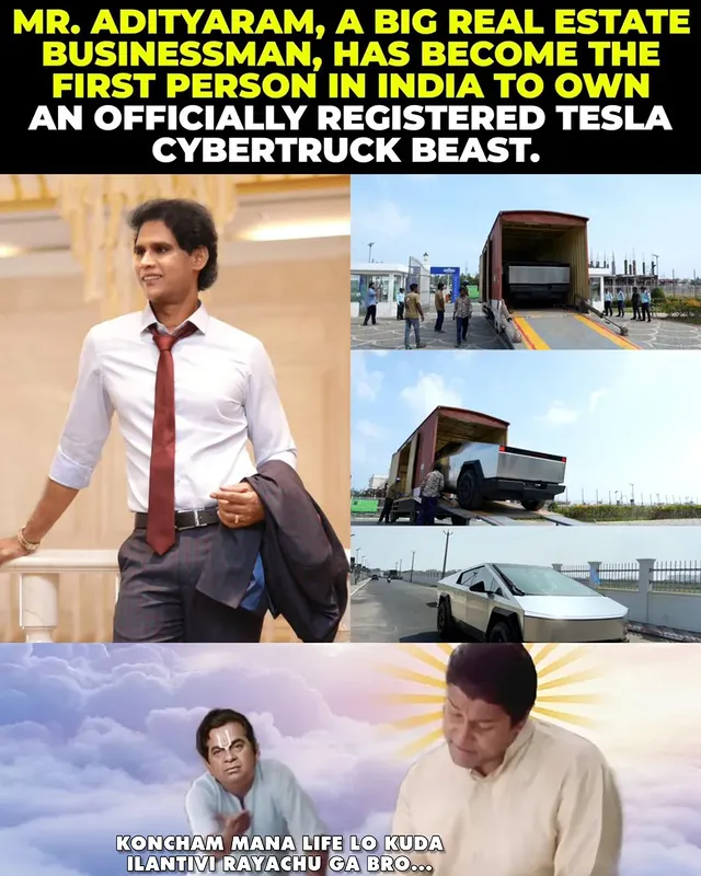 Instagram post by @vip_trollers for Tesla. Caption reads: [...] first officially registered Tesla Cybertruck....