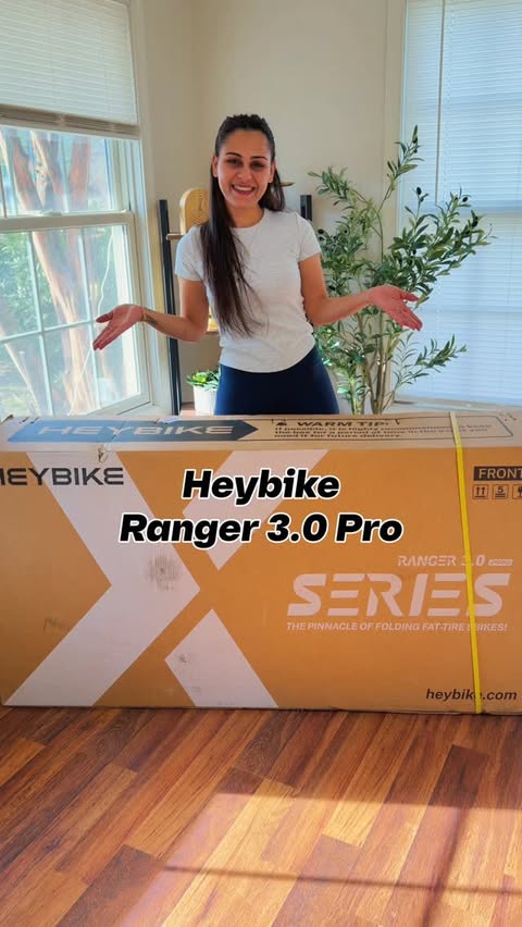 Instagram post by @america.timee for Heybike. Caption reads: #ad 🎁🚴‍♂️ Unboxing | Heybike Ranger 3.0 Pro I....