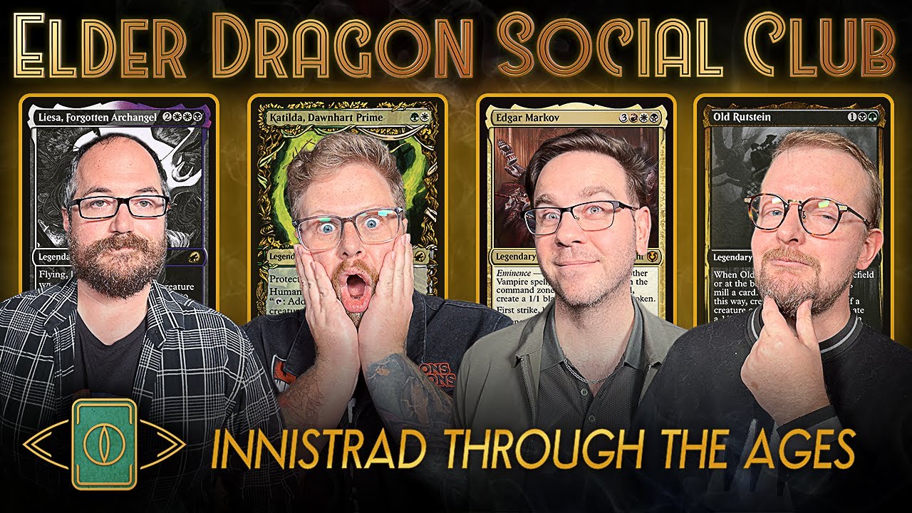 YouTube post by @LRRMTG for Dragon Shield. Caption reads: Innistrad Through the Ages - Sealed Commander ||....