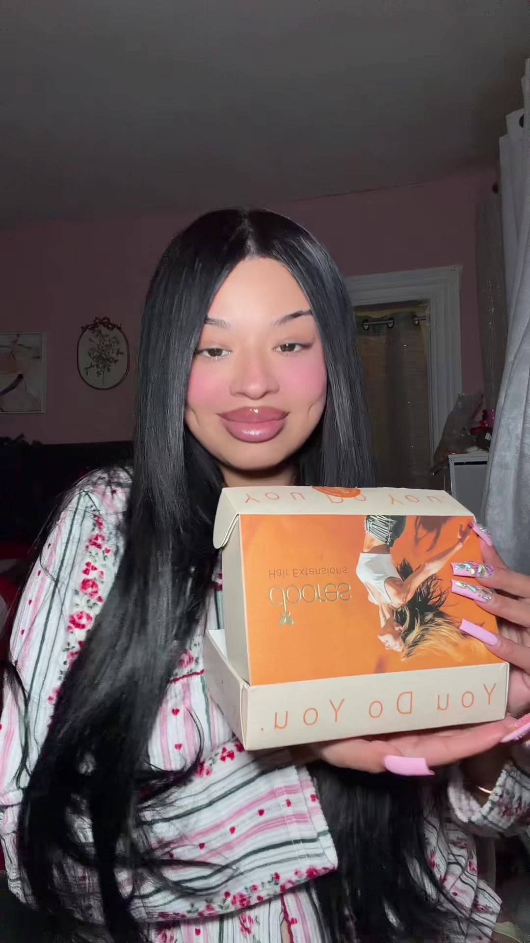 TikTok post by @gracechanelxo for Dooreshair. Caption reads: [...] THE HOLIDAYS! Amazing clip ins from....