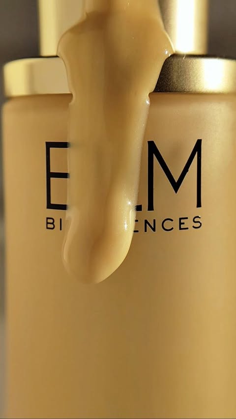 Instagram post by @aimfortheglow for Elm Biosciences. Caption reads: [...] @marthastewart NEW skincare brand....