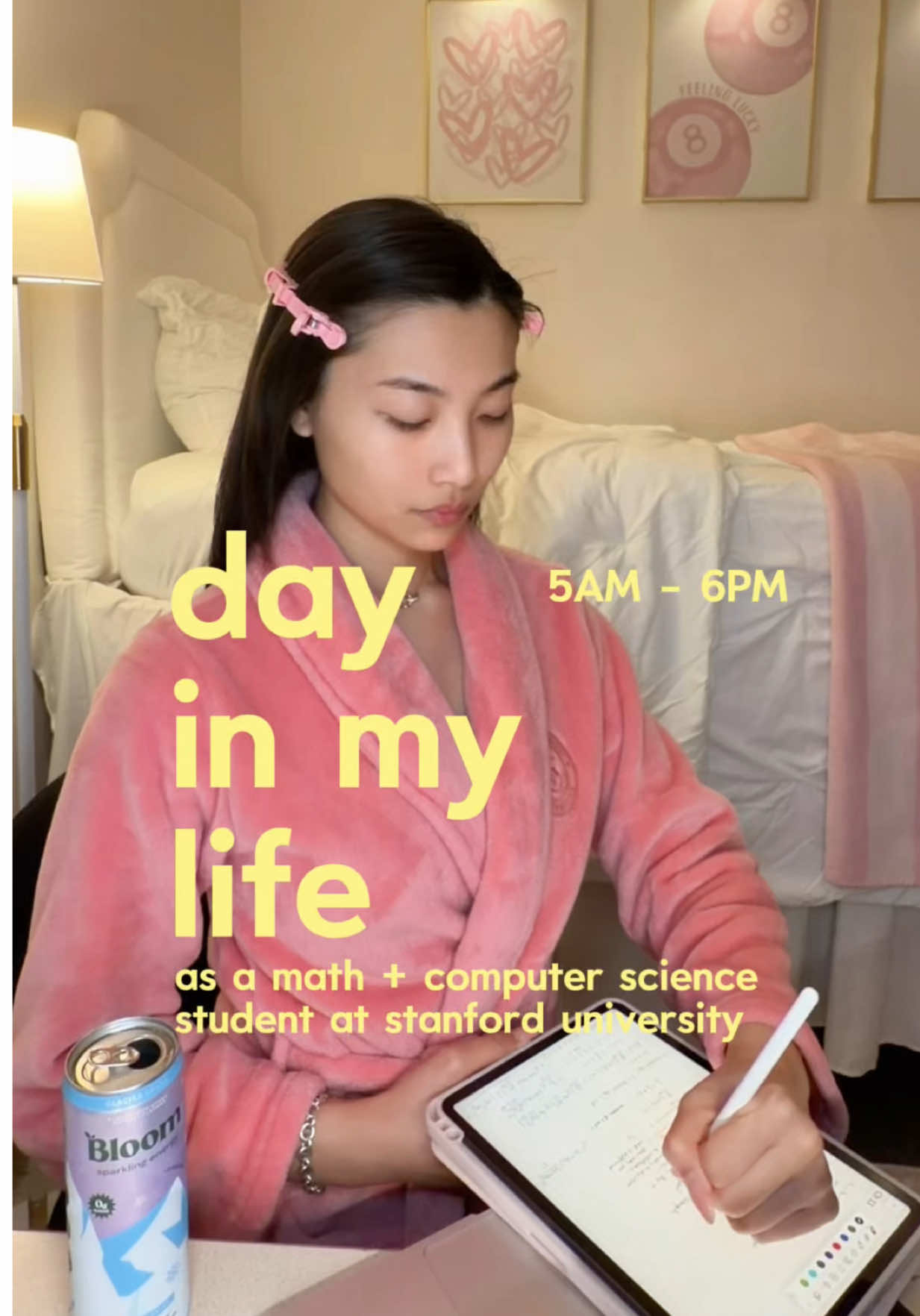 TikTok post by @mia_yilin for Bloom Nutrition. Caption reads: [...] #vlog #studentlife #bloompartner @Bloom....