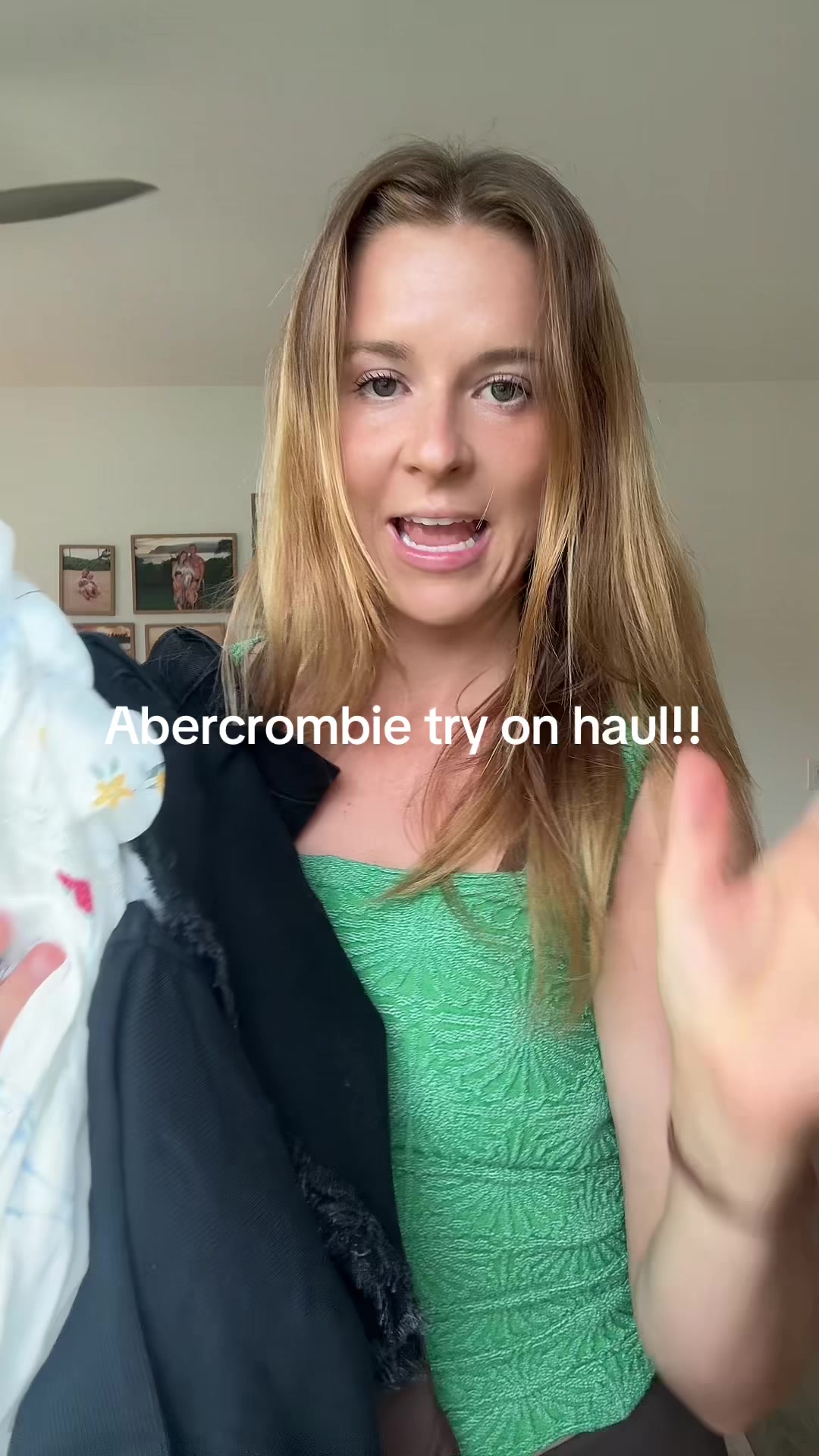TikTok post by @britwkent for Abercrombie & Fitch. Caption reads: a perfect order just in time for spring! 🌸🌈🌼☔️....