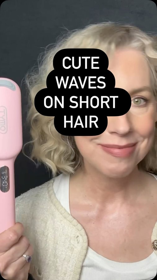 Instagram post by @frugieblog for TYMO Beauty. Caption reads: I love these mermaid waves on my short hair with....