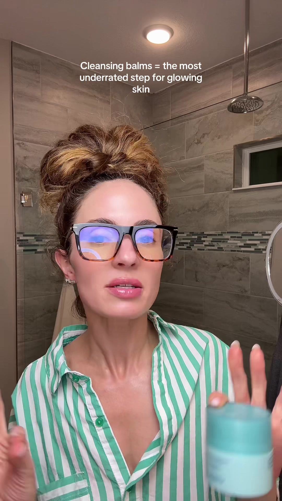 TikTok post by @skinbykristin for Kopari Beauty. Caption reads: Nourishing. No blurry eyes. Hygienic + genius....