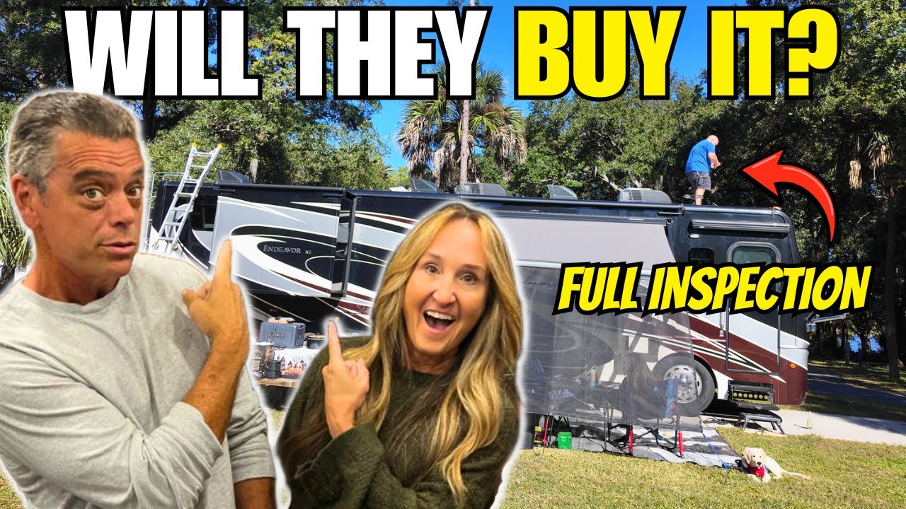YouTube post by @oureverydaygetaway for Jasionbike. Caption reads: RV Inspection Day: Will Our Buyers Still Want It?.