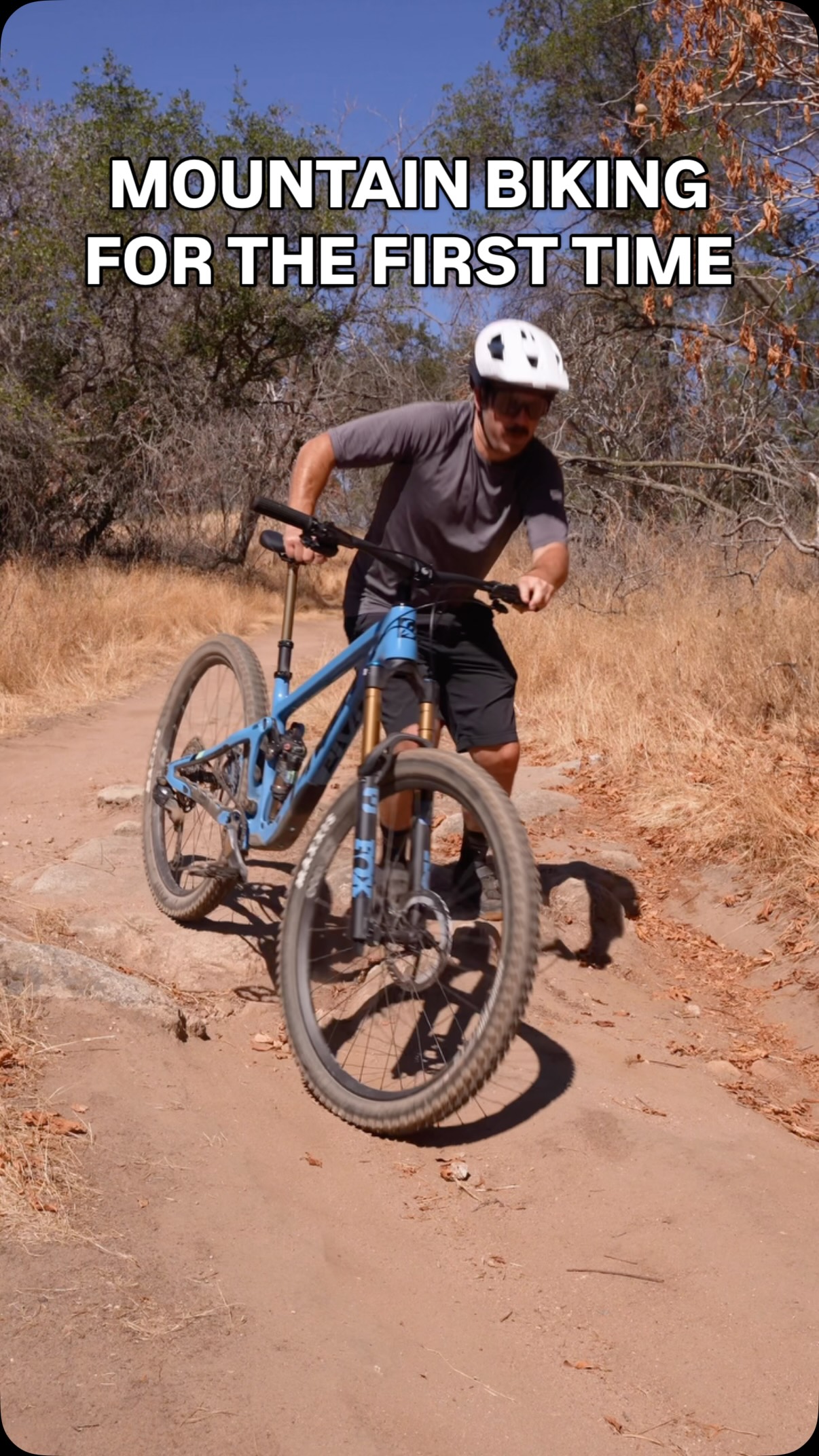 Instagram post by @caliradokid for REI. Caption reads: Mountain Biking for the First Time

Hitting the....